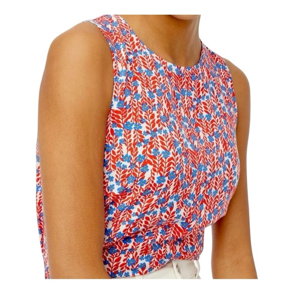 NWT J.Crew Shell Tank Bohemian Red Sail Blue Sz S - Picture 1 of 9